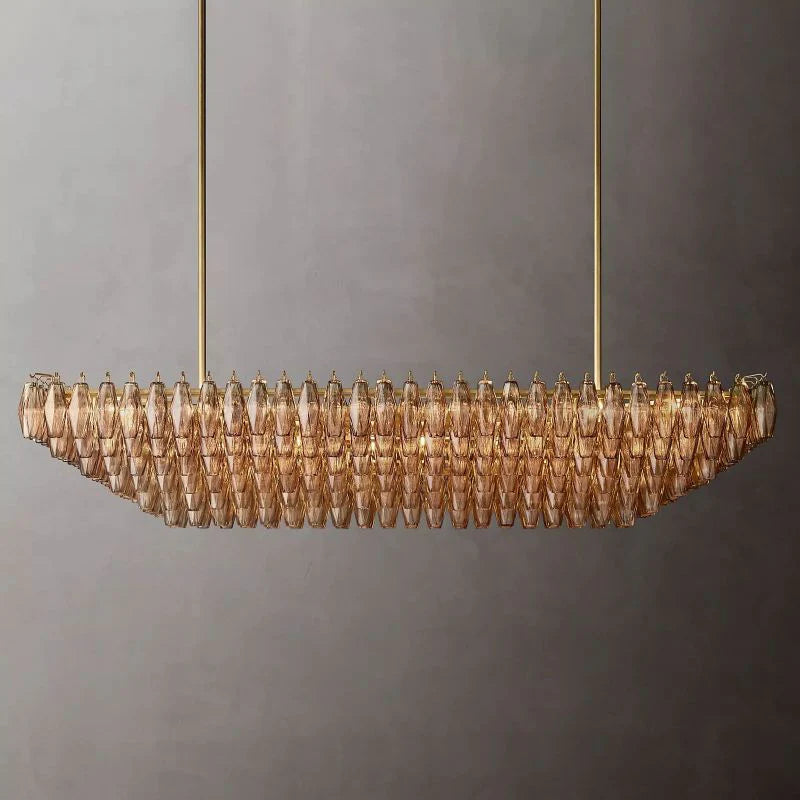 Chiara Glass Tiered Rectangular Chandelier 74" - Franing