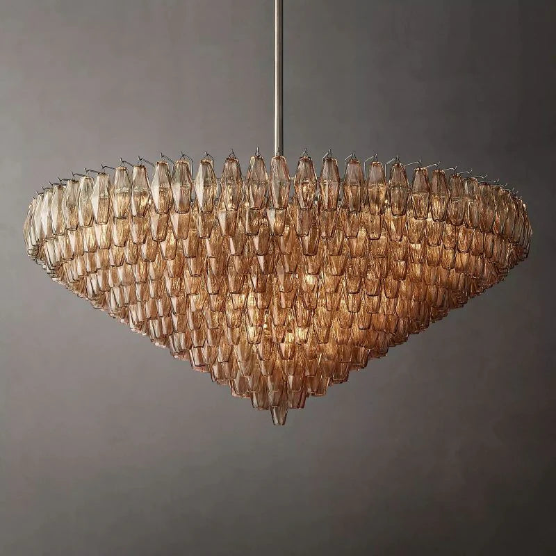 Chiara Glass Multi-Tier Round Chandelier 61" - Franing