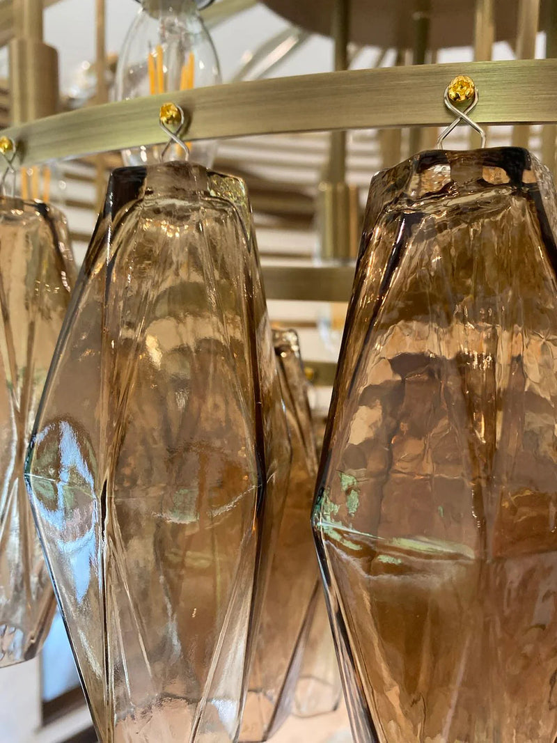 Chiara Glass Tiered Rectangular Chandelier 74" - Franing