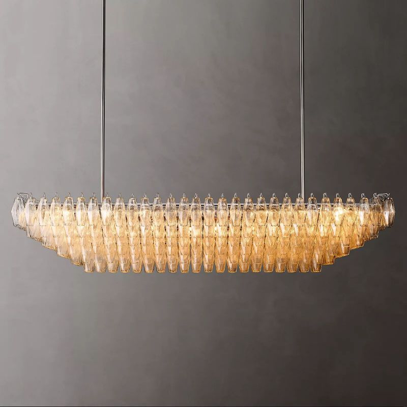 Chiara Glass Tiered Rectangular Chandelier 74" - Franing