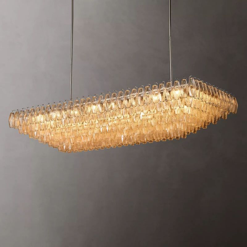Chiara Glass Tiered Rectangular Chandelier 74" - Franing