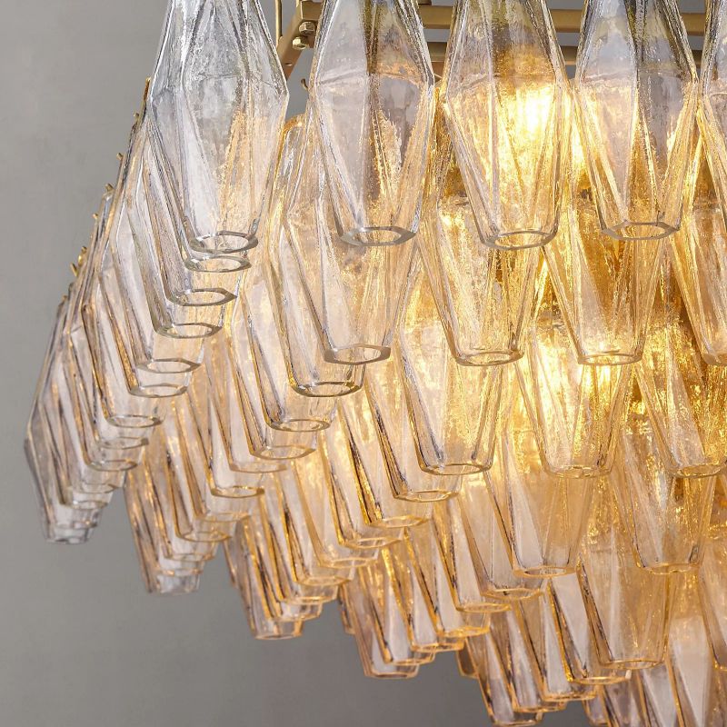 Chiara Glass Tiered Rectangular Chandelier 74" - Franing