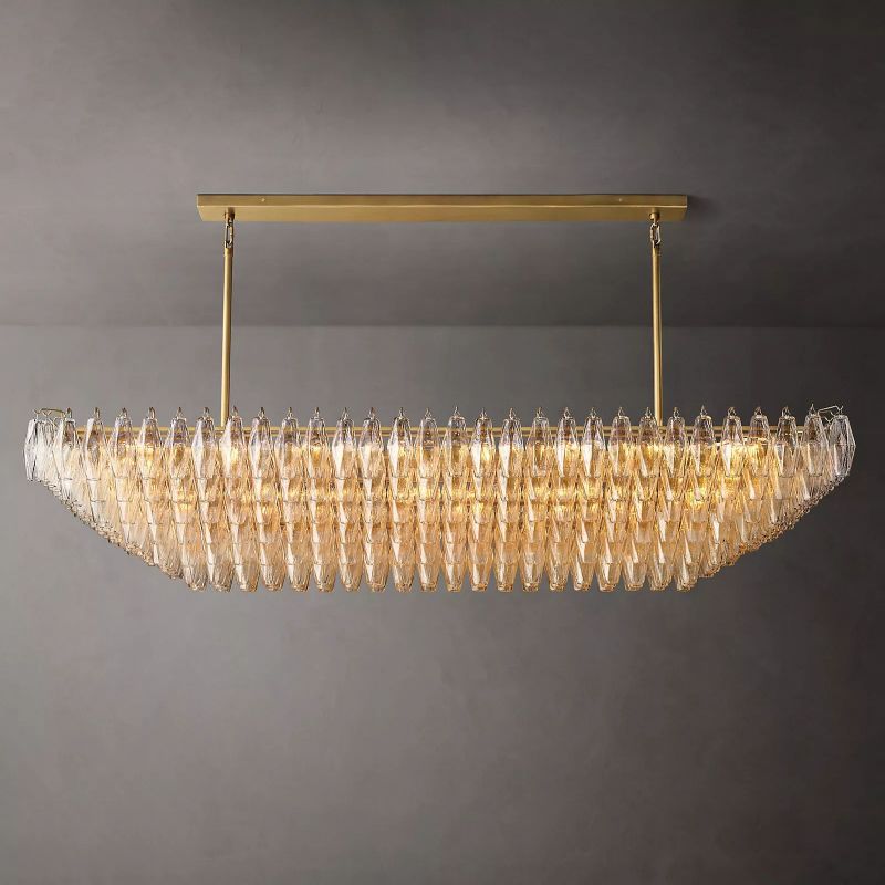 Chiara Glass Tiered Rectangular Chandelier 74" - Franing