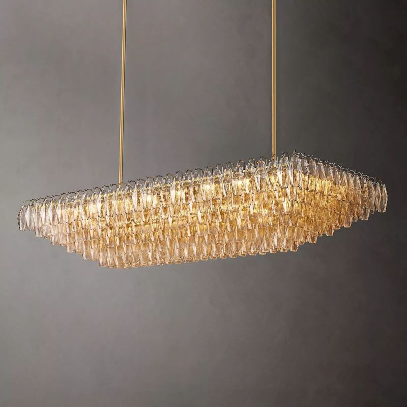 Chiara Glass Tiered Rectangular Chandelier 74" - Franing