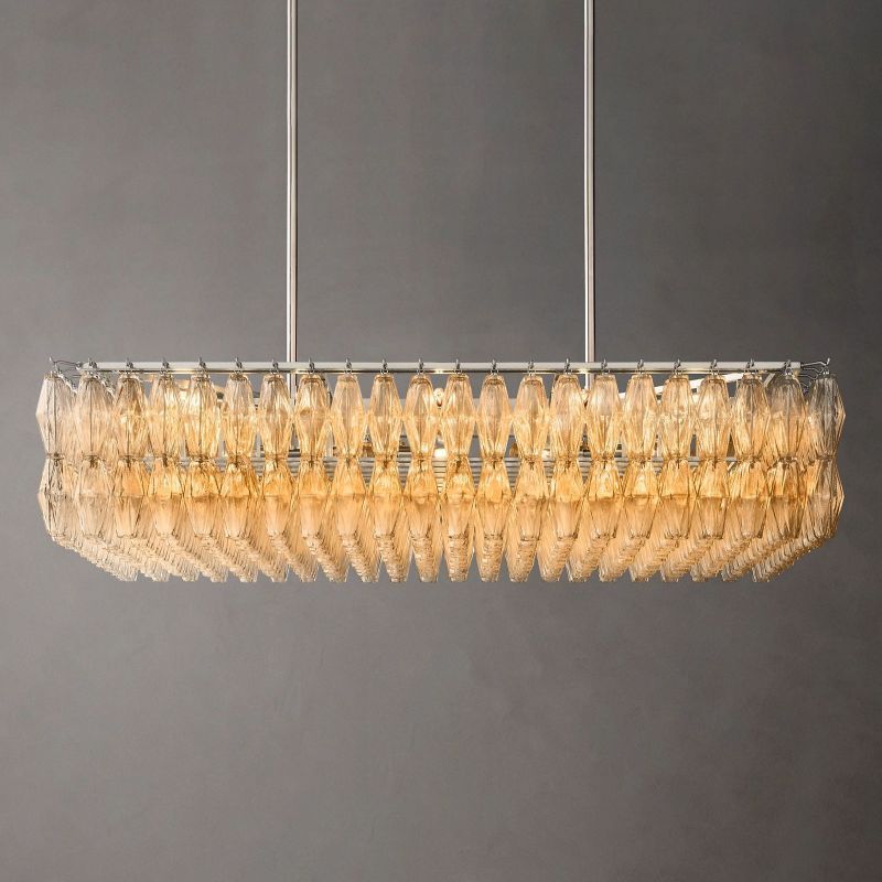 Chiara Glass Rectangular Chandelier 54" - Franing