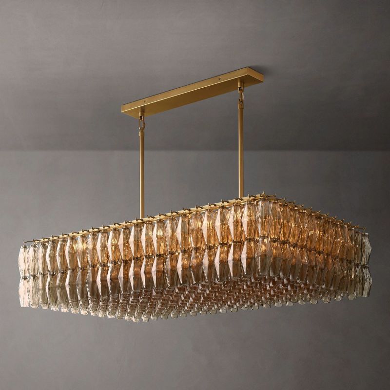 Chiara Glass Rectangular Chandelier 54" - Franing