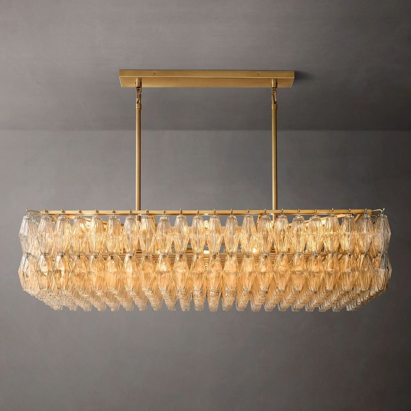 Chiara Glass Rectangular Chandelier 54" - Franing
