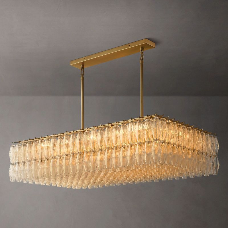 Chiara Glass Rectangular Chandelier 54" - Franing