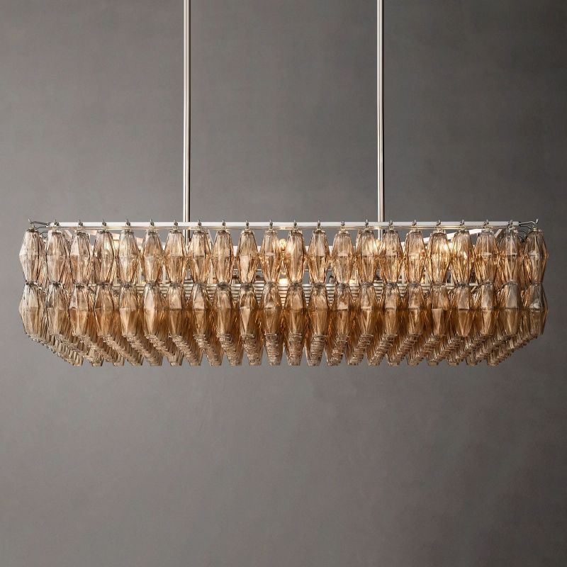 Chiara Glass Rectangular Chandelier 54" - Franing