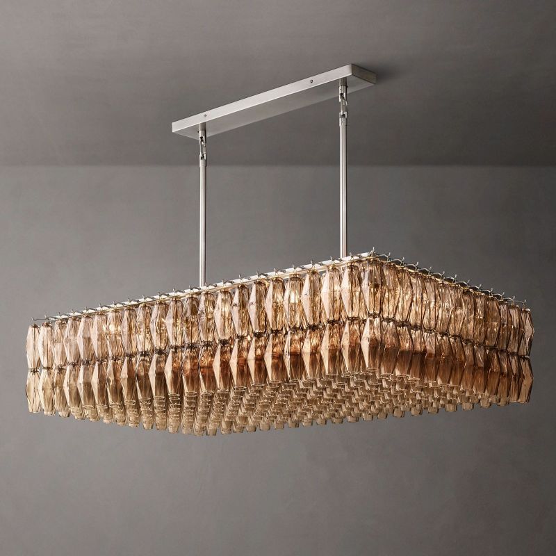 Chiara Glass Rectangular Chandelier 54" - Franing
