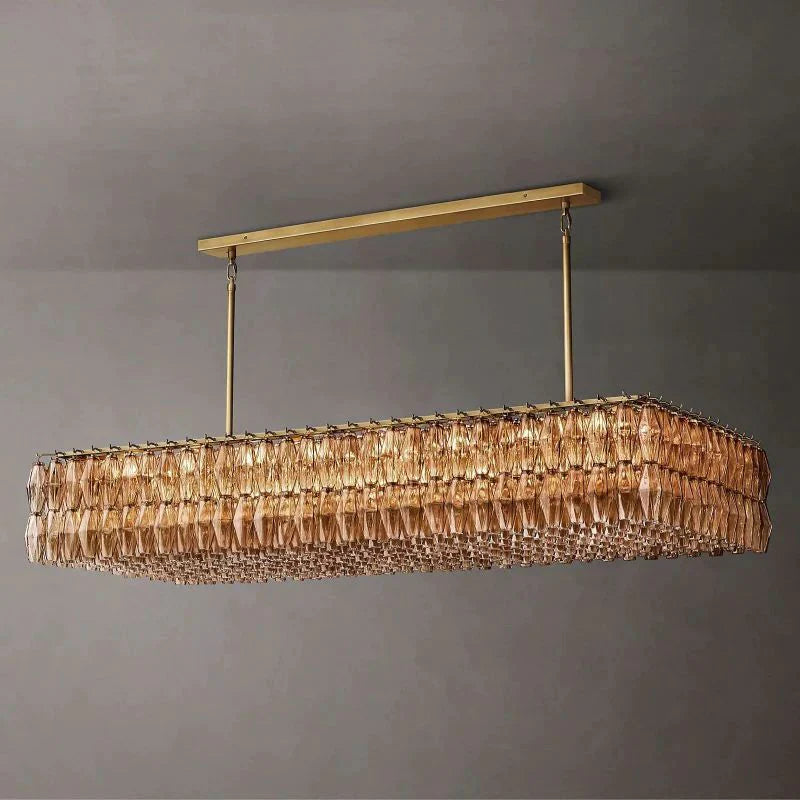 Chiara Smoke Glass Rectangular Chandelier 74" - Franing