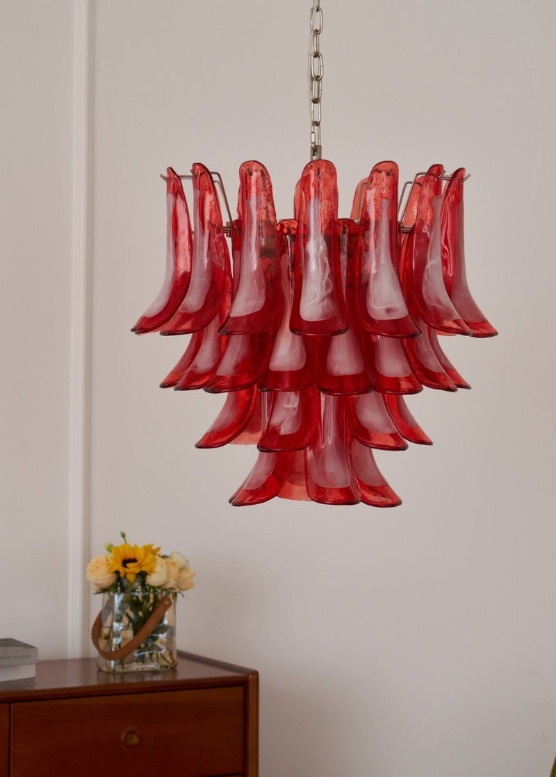 Crimson Glass Murano Petals Chandelier