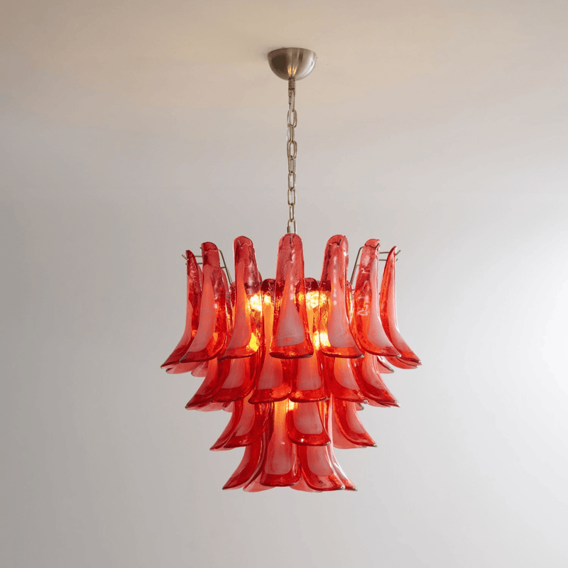 Crimson Glass Murano Petals Chandelier