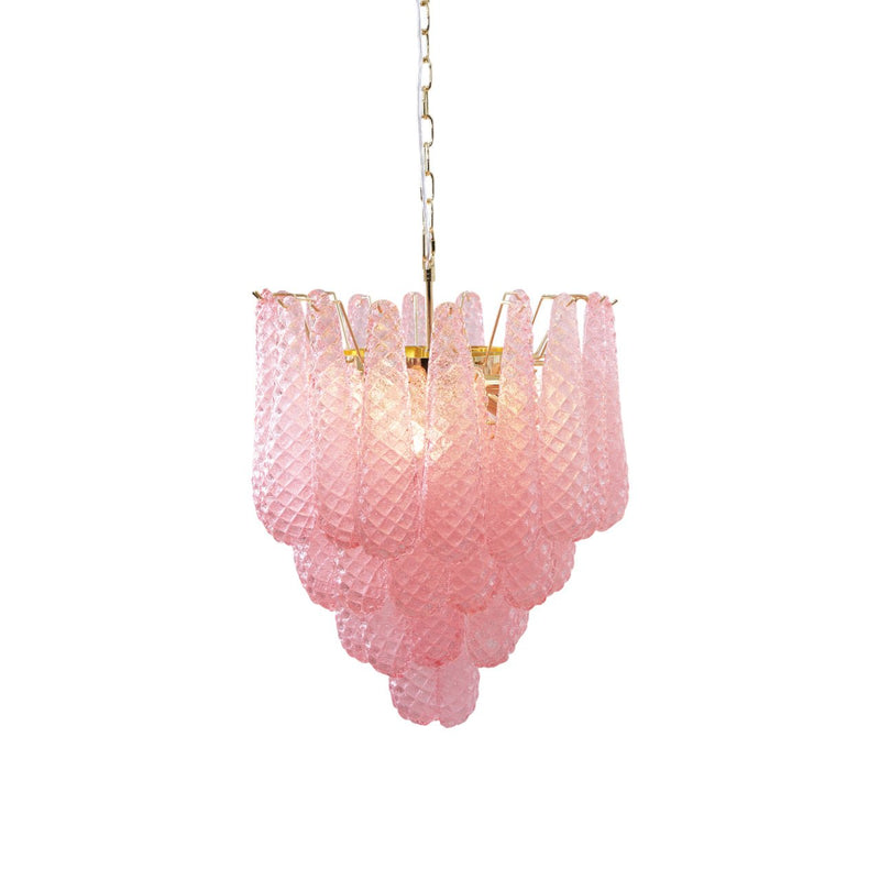 Murano Pink Glass Droplet Chandelier