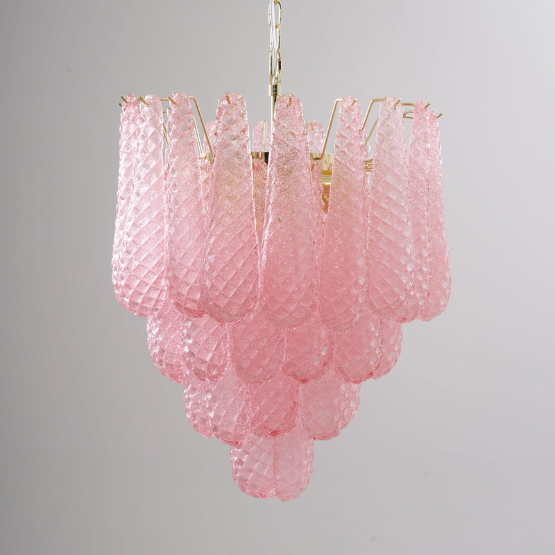 Murano Pink Glass Droplet Chandelier