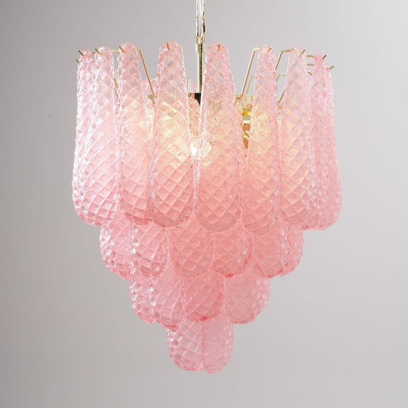 Murano Pink Glass Droplet Chandelier