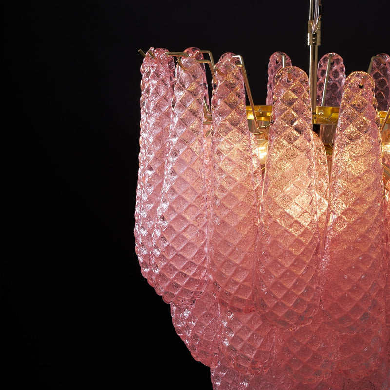 Murano Pink Glass Droplet Chandelier