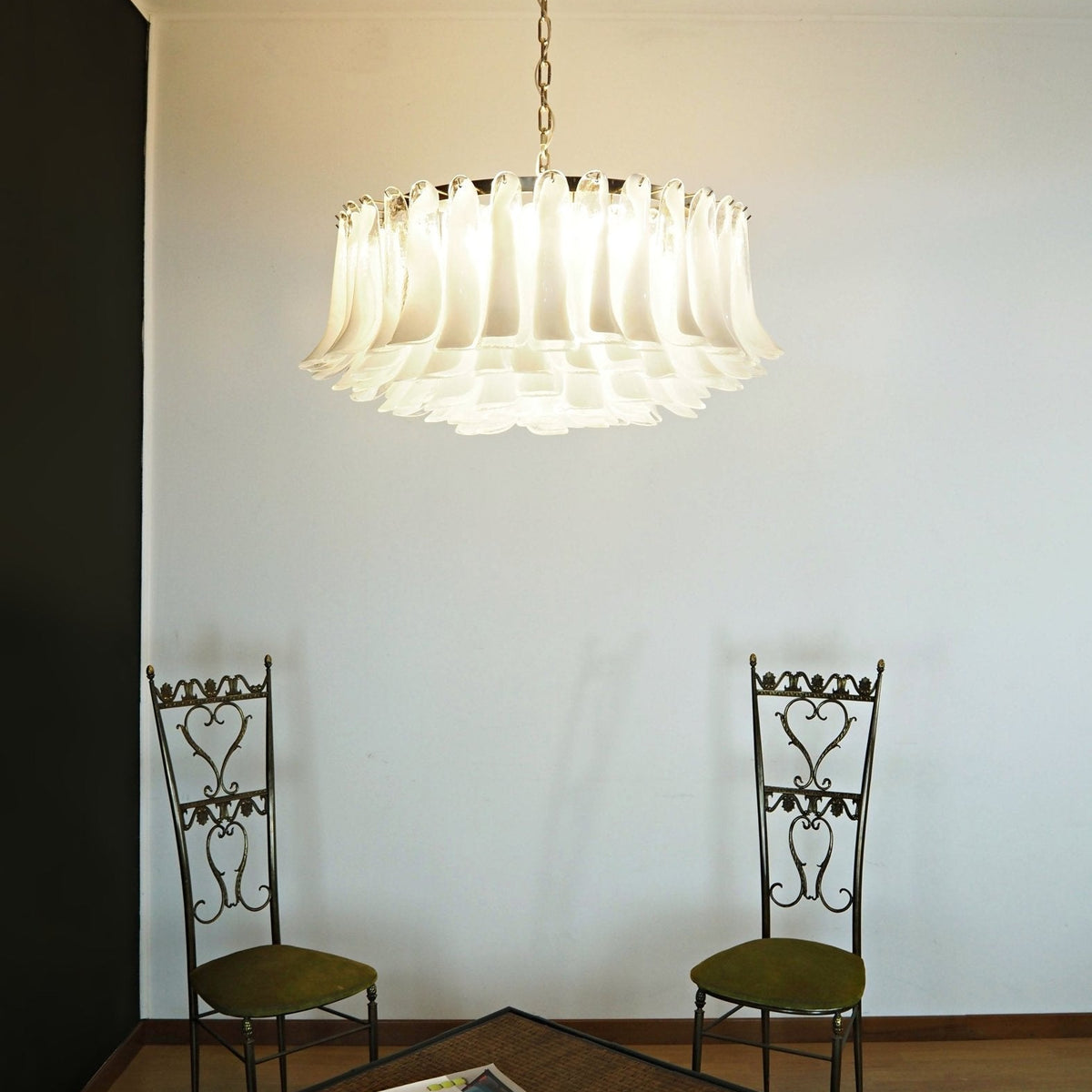 Petals White Murano Chandelier