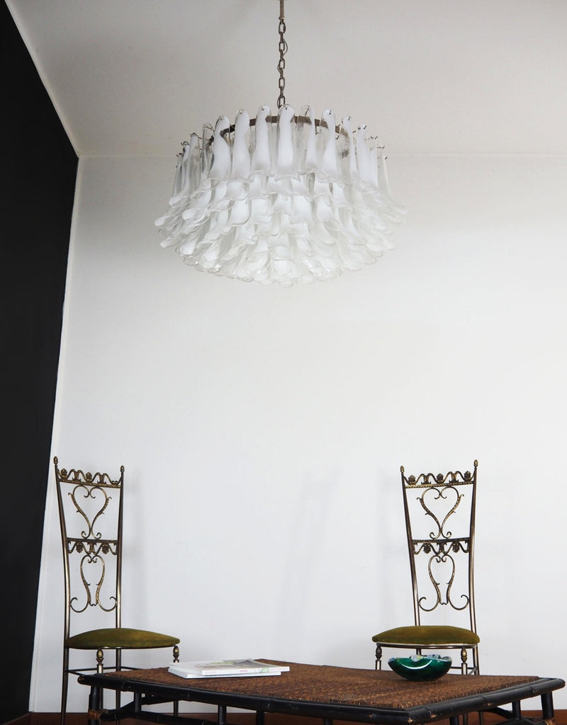 Petals White Murano Chandelier
