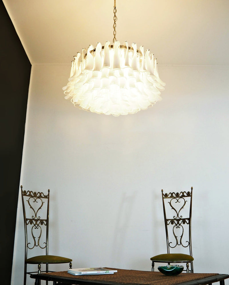 Petals White Murano Chandelier