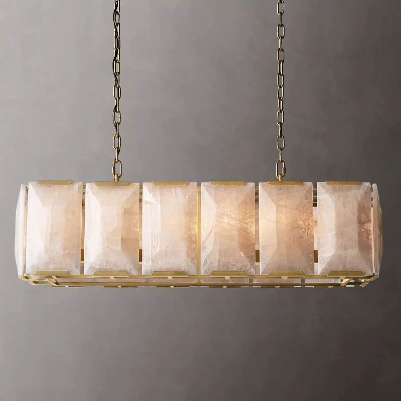 Huxley Calcite Alabaster Rectangular Chandelier 42" - Franing