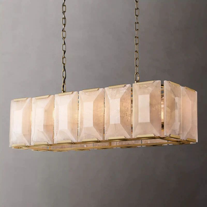 Huxley Calcite Alabaster Rectangular Chandelier 42" - Franing