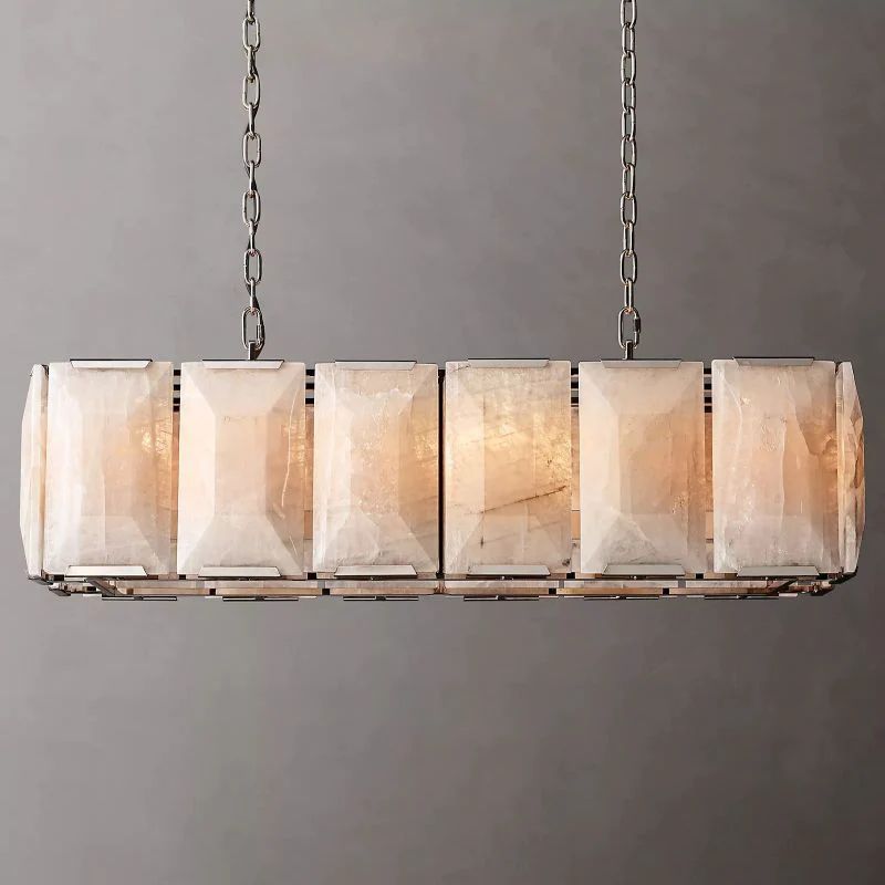 Huxley Calcite Alabaster Rectangular Chandelier 42" - Franing