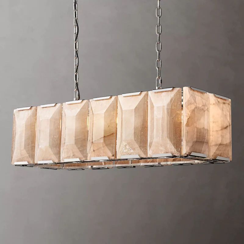 Huxley Calcite Alabaster Rectangular Chandelier 42" - Franing