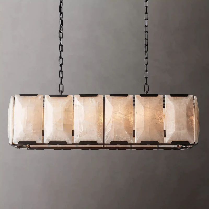Huxley Calcite Alabaster Rectangular Chandelier 42" - Franing