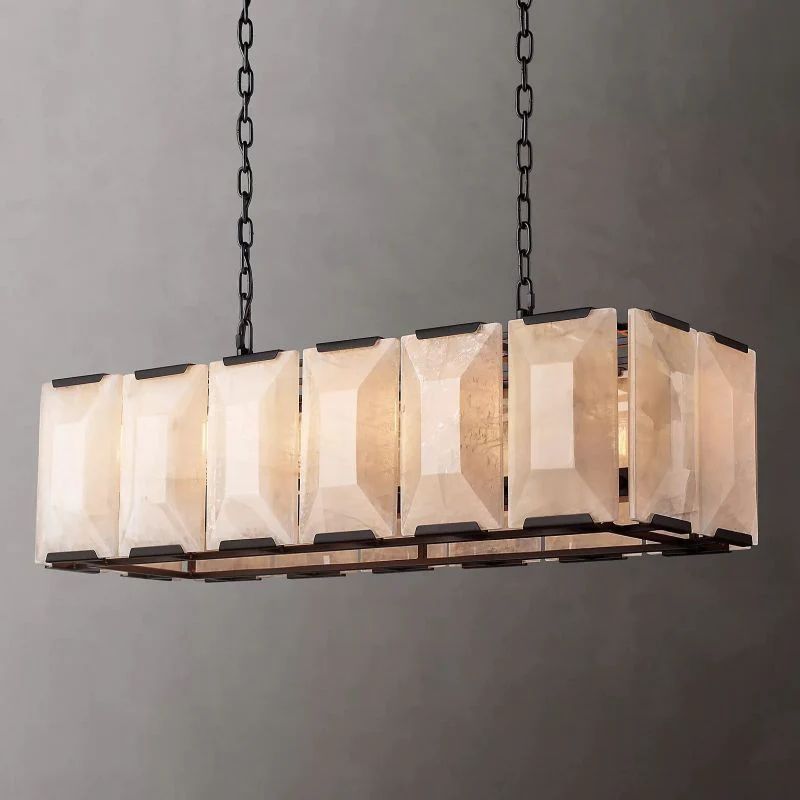 Huxley Calcite Alabaster Rectangular Chandelier 42" - Franing