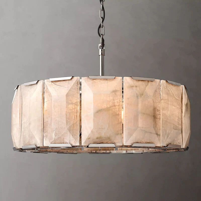 Huxley Calcite Alabaster Round Chandelier 31" - Franing
