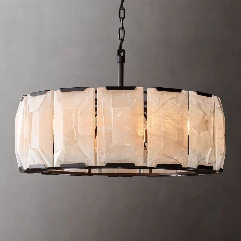 Huxley Calcite Alabaster Round Chandelier 31" - Franing