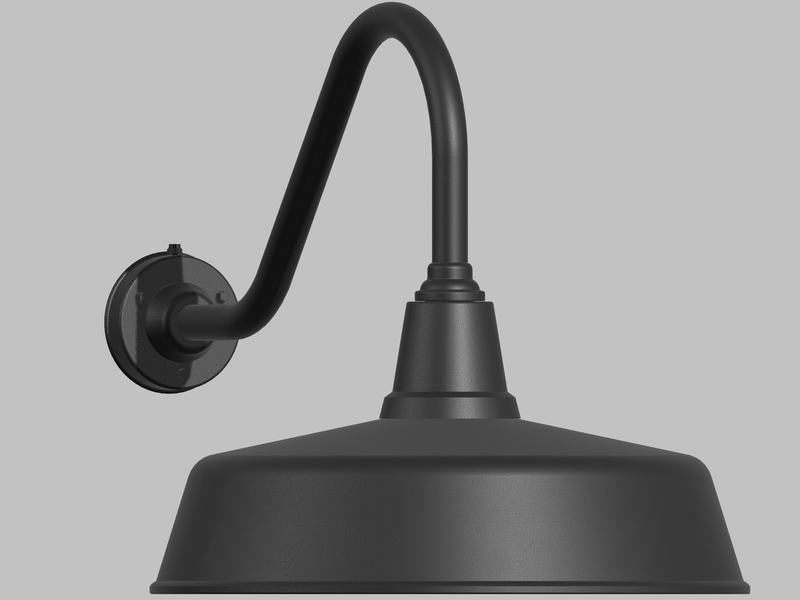 Dusk to Dawn Gooseneck Barn Light – Matte Black Outdoor Wall Fixture
