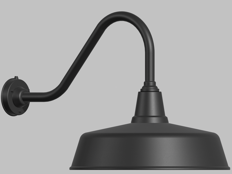 Dusk to Dawn Gooseneck Barn Light – Matte Black Outdoor Wall Fixture