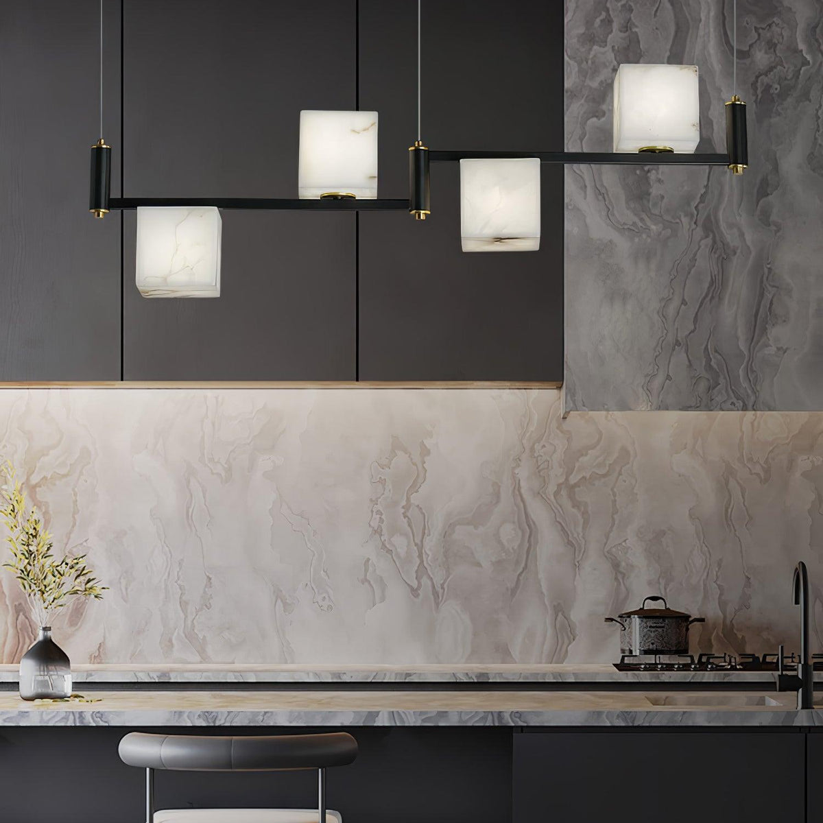 Alabaster Square Box Chandelier