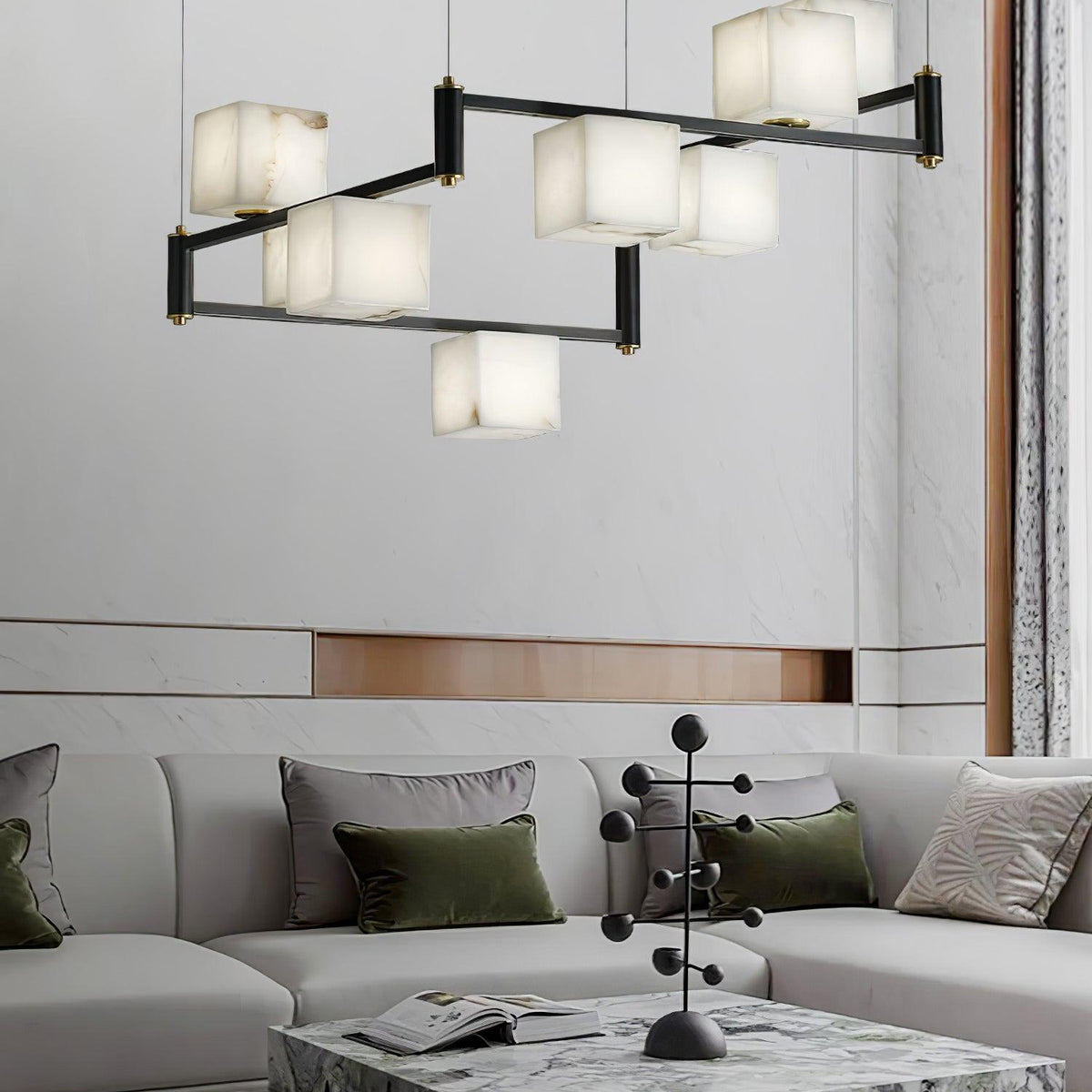 Alabaster Square Box Chandelier