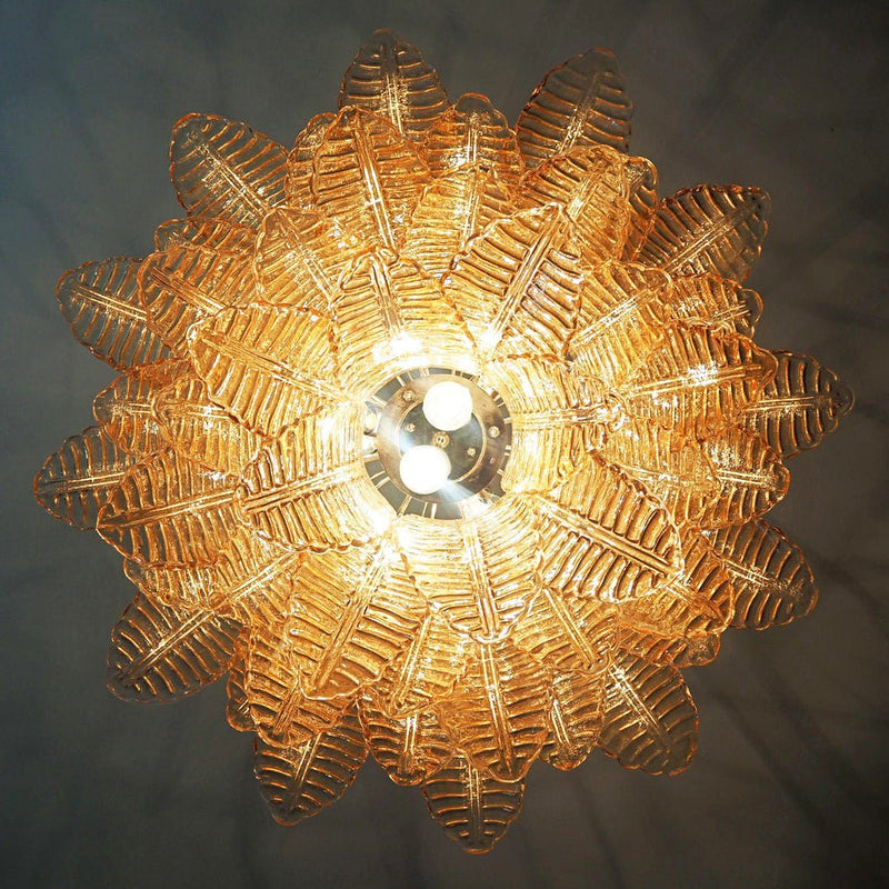Murano Amber Glass Leaf Chandelier
