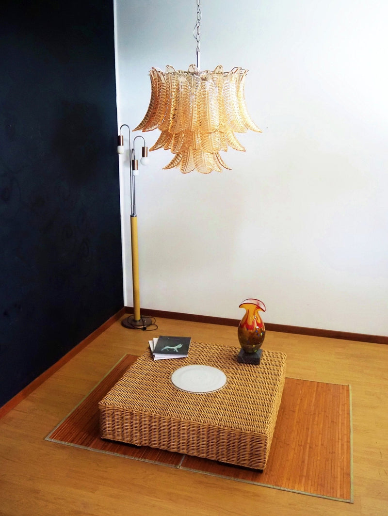 Murano Amber Glass Leaf Chandelier