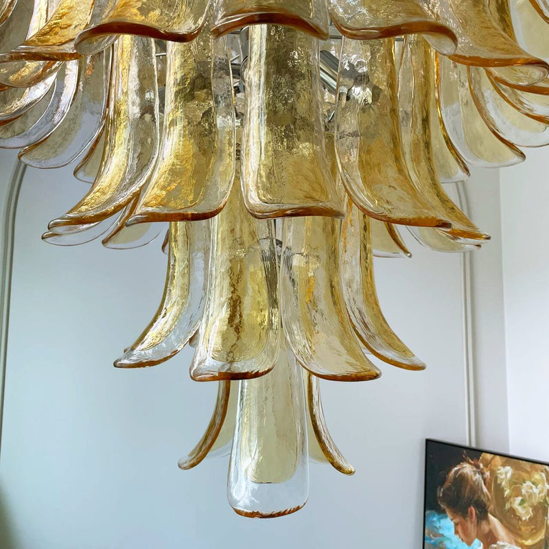 Amber Murano Glass Petals Chandelier