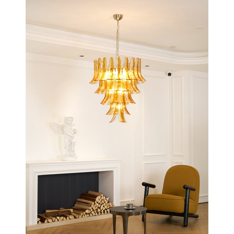 Murano Amber Lily Chandelier