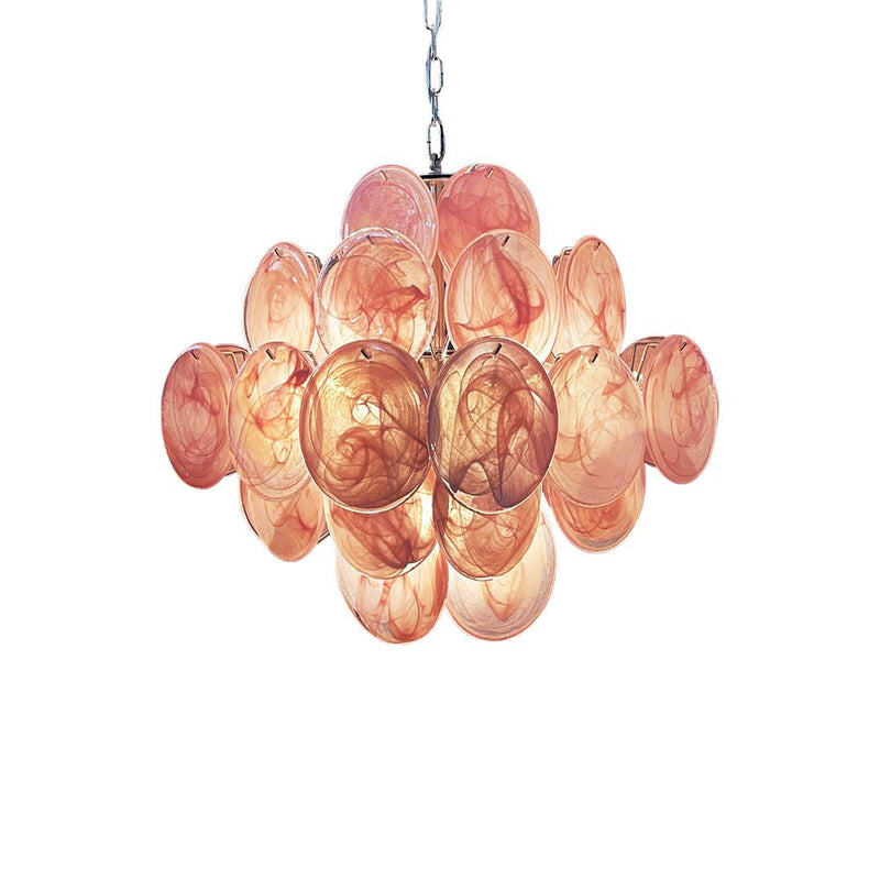 Murano Pink Disks Chandelier