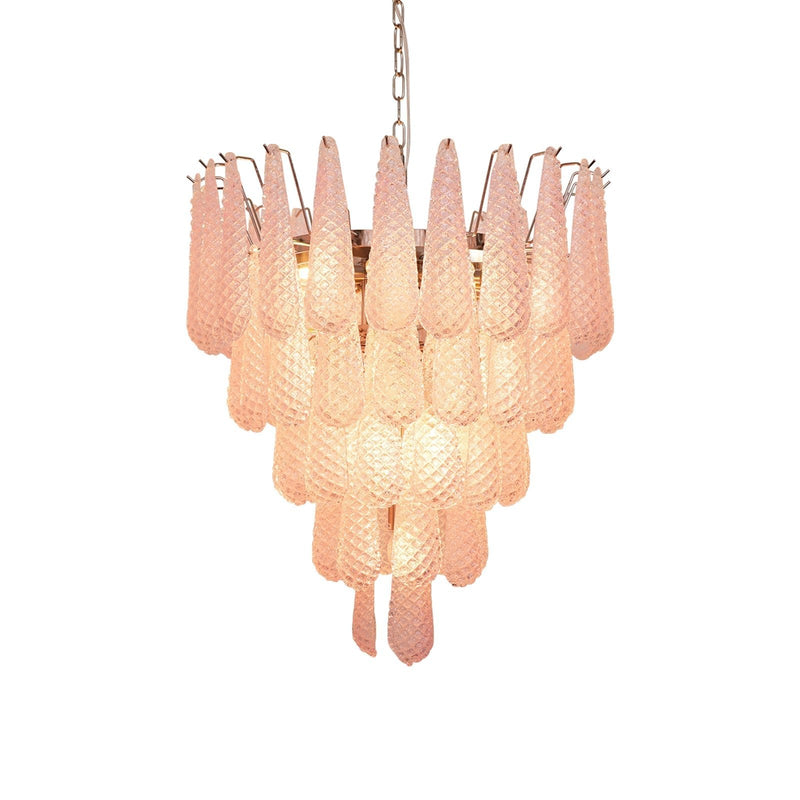 Murano Pink Glass Dewdrop Chandelier