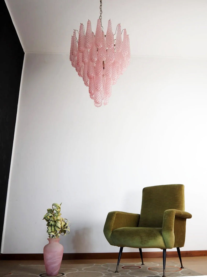Murano Pink Glass Dewdrop Chandelier