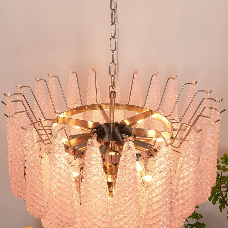Murano Pink Glass Dewdrop Chandelier