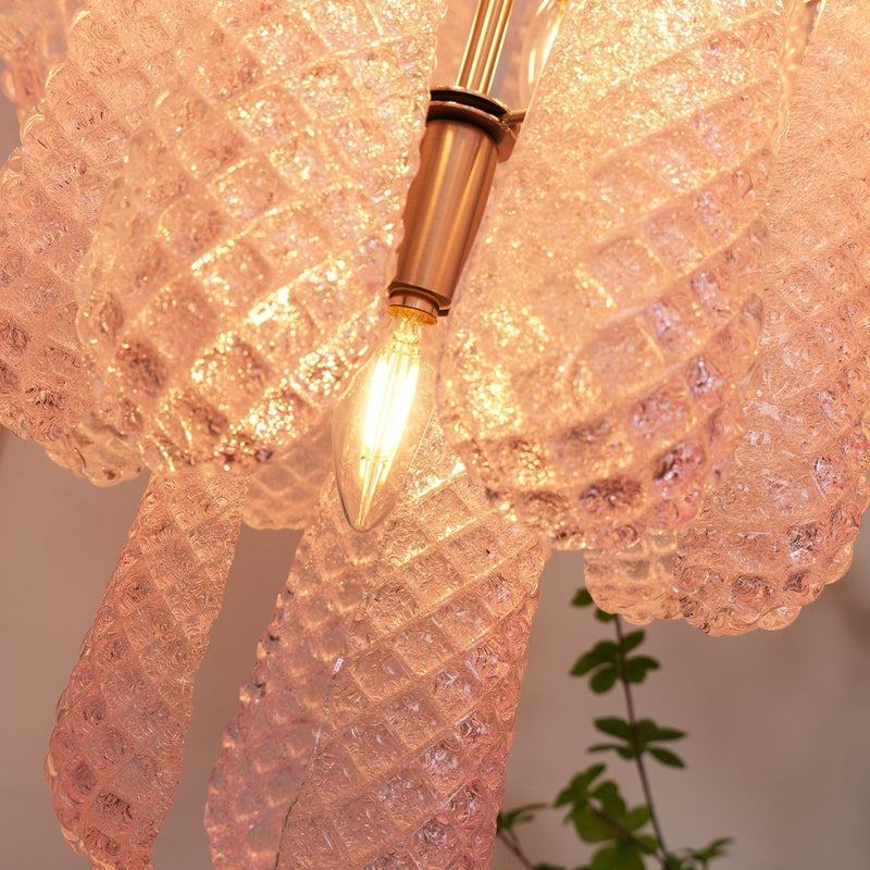 Murano Pink Glass Dewdrop Chandelier