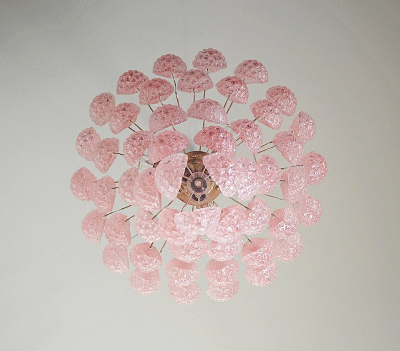 Murano Pink Glass Dewdrop Chandelier