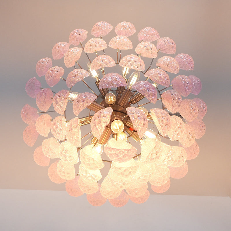 Murano Pink Glass Dewdrop Chandelier