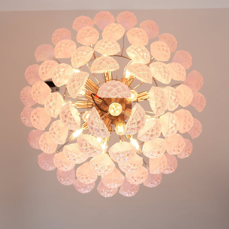 Murano Pink Glass Droplet Chandelier