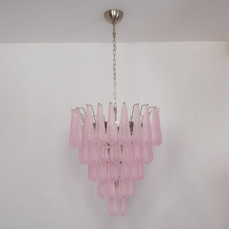 Murano Pink Glass Droplet Chandelier