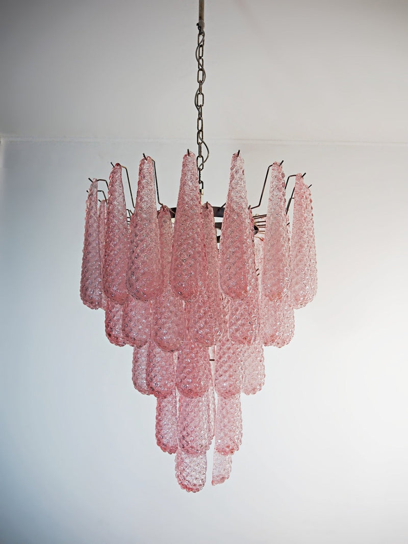 Murano Pink Glass Droplet Chandelier